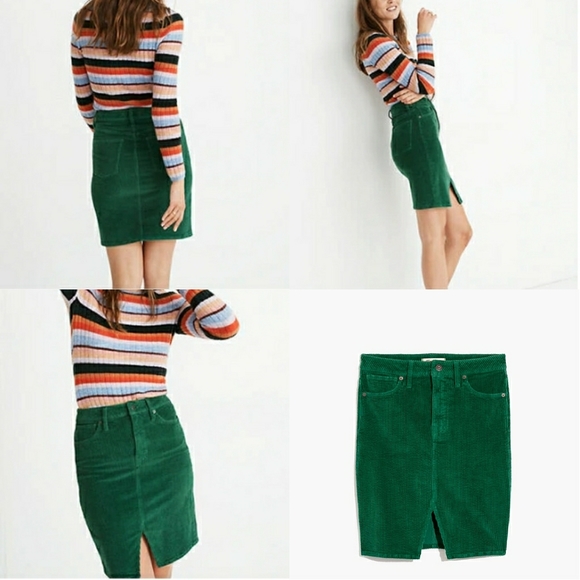 NWT Madewell Green Cordaroy Pegged Skirt - Picture 2 of 8
